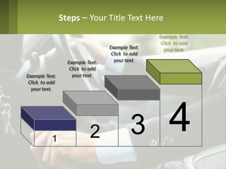 A Man Driving A Car With A Key Chain In His Hand PowerPoint Template