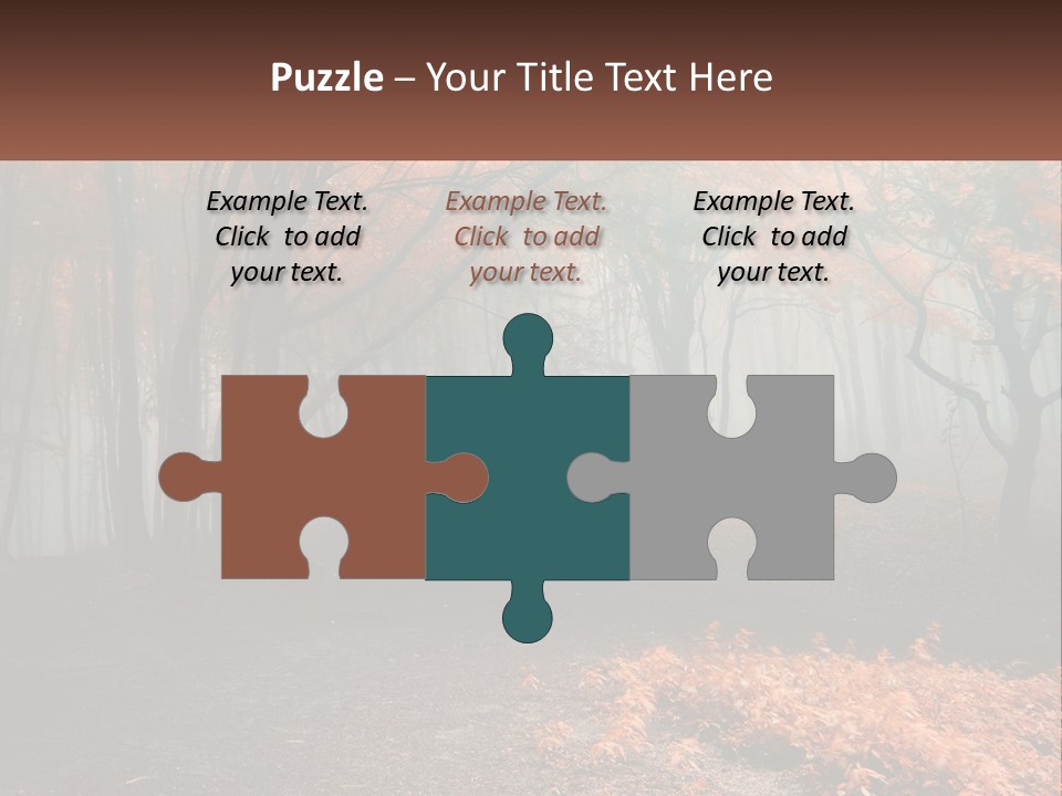 A Foggy Forest With Trees And Leaves On The Ground PowerPoint Template