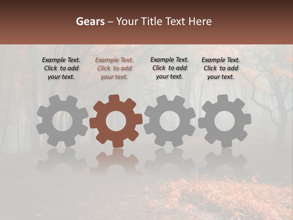 A Foggy Forest With Trees And Leaves On The Ground PowerPoint Template