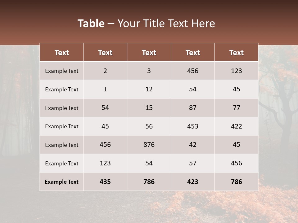 A Foggy Forest With Trees And Leaves On The Ground PowerPoint Template