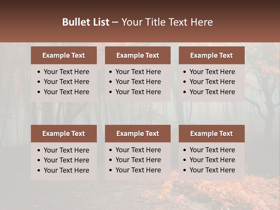 A Foggy Forest With Trees And Leaves On The Ground PowerPoint Template