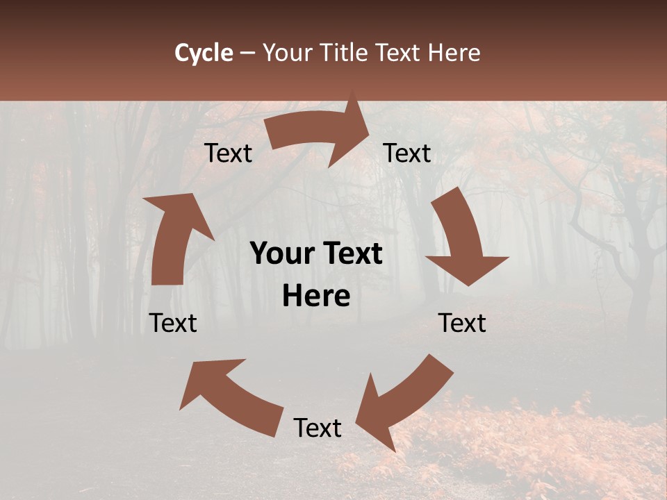 A Foggy Forest With Trees And Leaves On The Ground PowerPoint Template