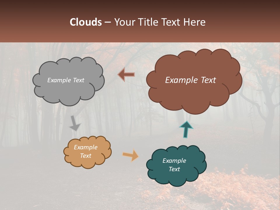 A Foggy Forest With Trees And Leaves On The Ground PowerPoint Template