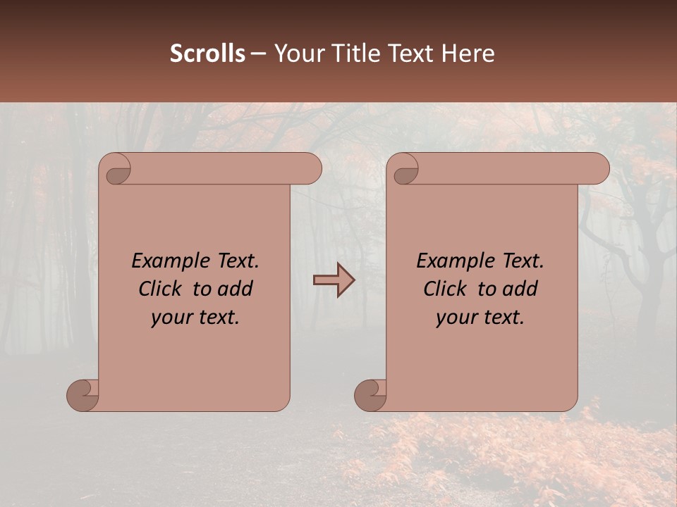 A Foggy Forest With Trees And Leaves On The Ground PowerPoint Template