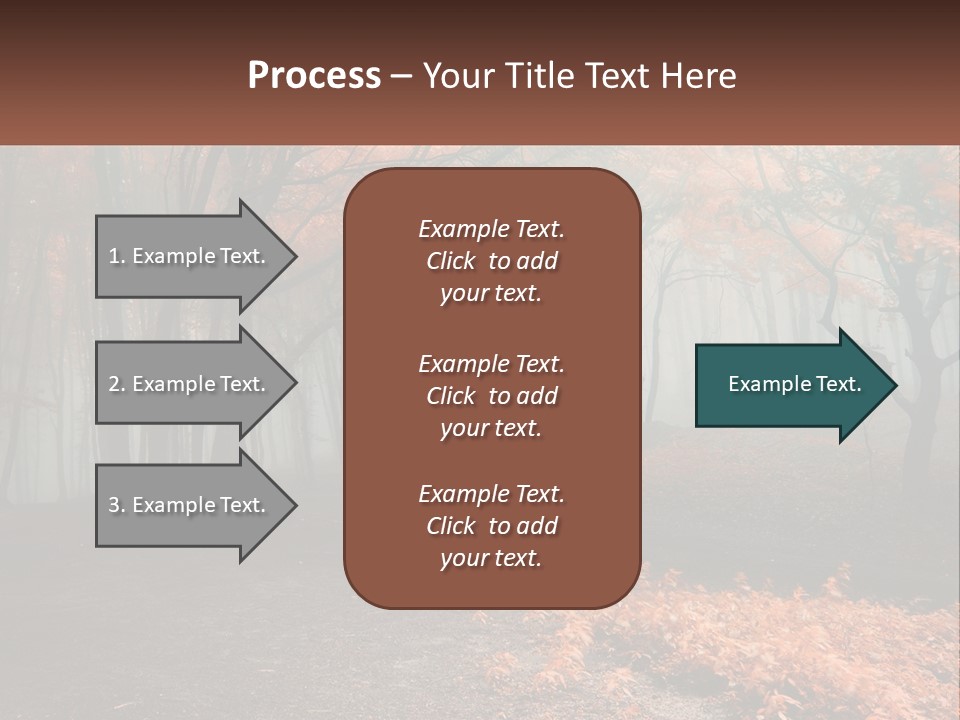 A Foggy Forest With Trees And Leaves On The Ground PowerPoint Template