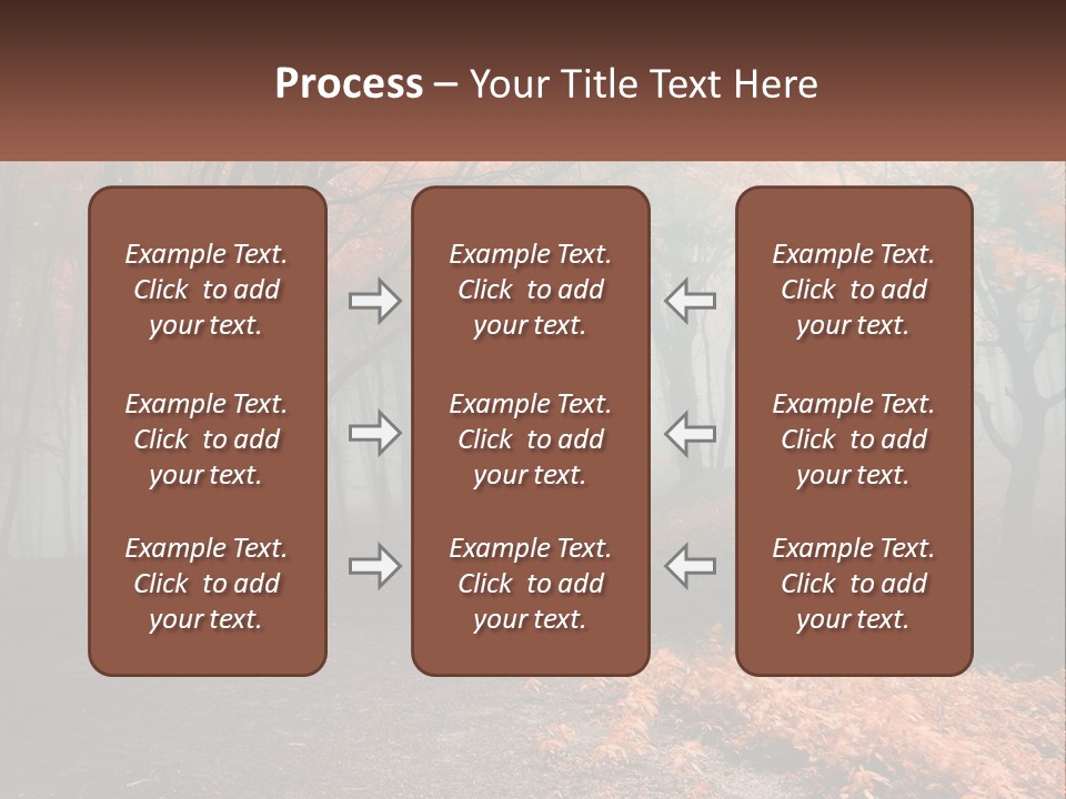 A Foggy Forest With Trees And Leaves On The Ground PowerPoint Template