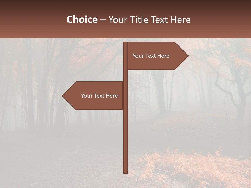 A Foggy Forest With Trees And Leaves On The Ground PowerPoint Template