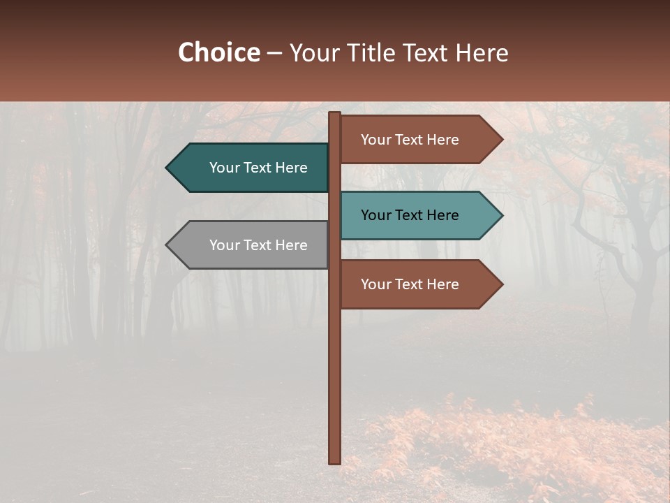 A Foggy Forest With Trees And Leaves On The Ground PowerPoint Template