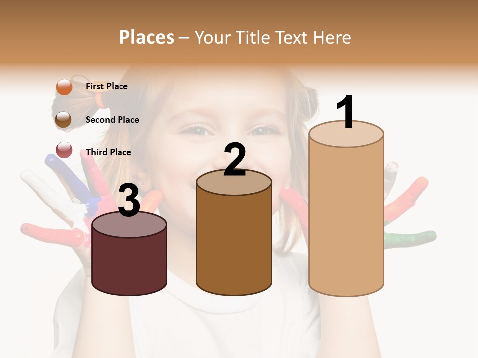 A Little Girl Holding Her Hands Painted In Different Colors PowerPoint Template