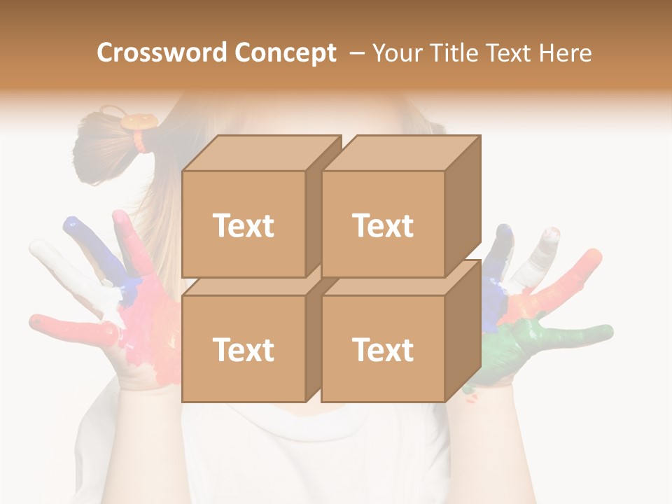 A Little Girl Holding Her Hands Painted In Different Colors PowerPoint Template