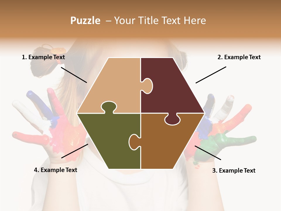 A Little Girl Holding Her Hands Painted In Different Colors PowerPoint Template