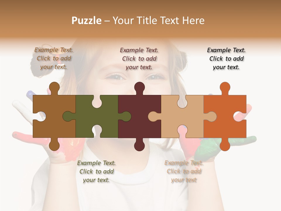 A Little Girl Holding Her Hands Painted In Different Colors PowerPoint Template