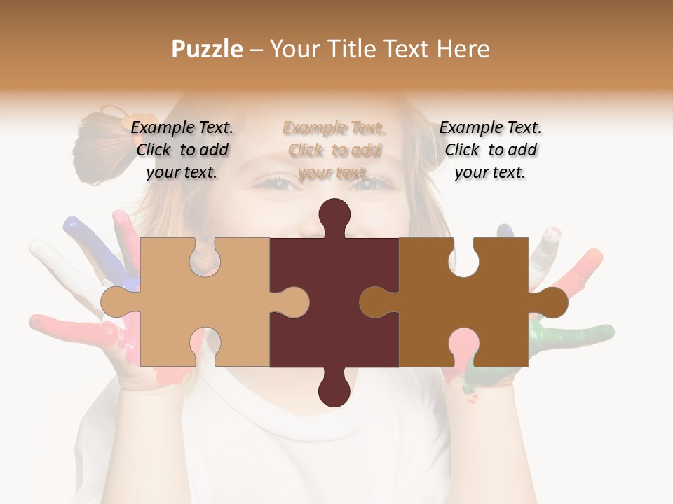 A Little Girl Holding Her Hands Painted In Different Colors PowerPoint Template