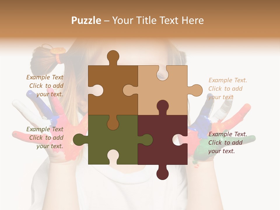 A Little Girl Holding Her Hands Painted In Different Colors PowerPoint Template