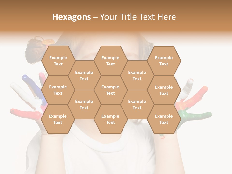 A Little Girl Holding Her Hands Painted In Different Colors PowerPoint Template