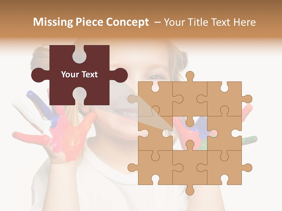 A Little Girl Holding Her Hands Painted In Different Colors PowerPoint Template