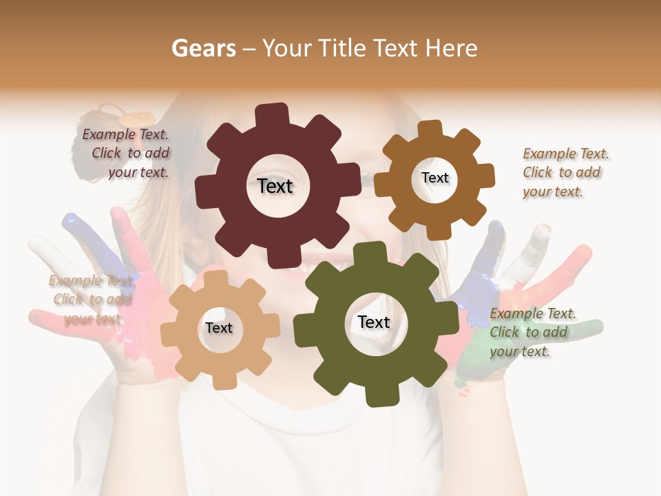 A Little Girl Holding Her Hands Painted In Different Colors PowerPoint Template