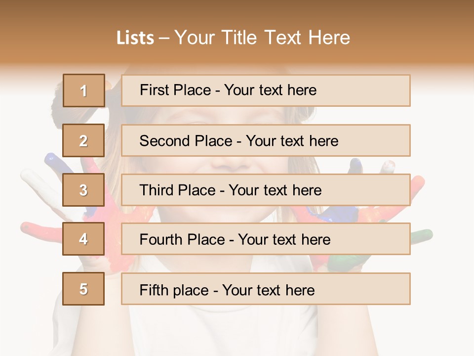 A Little Girl Holding Her Hands Painted In Different Colors PowerPoint Template