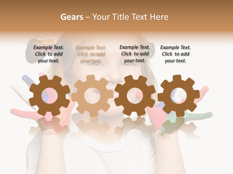 A Little Girl Holding Her Hands Painted In Different Colors PowerPoint Template