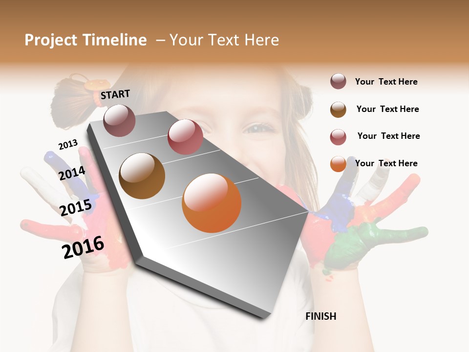 A Little Girl Holding Her Hands Painted In Different Colors PowerPoint Template