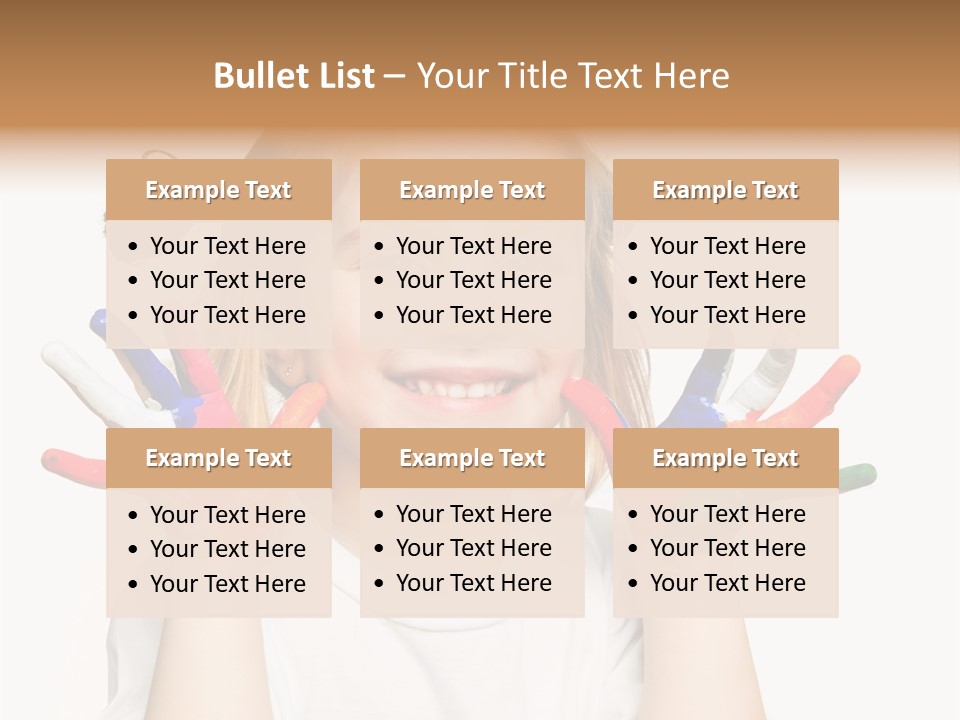 A Little Girl Holding Her Hands Painted In Different Colors PowerPoint Template