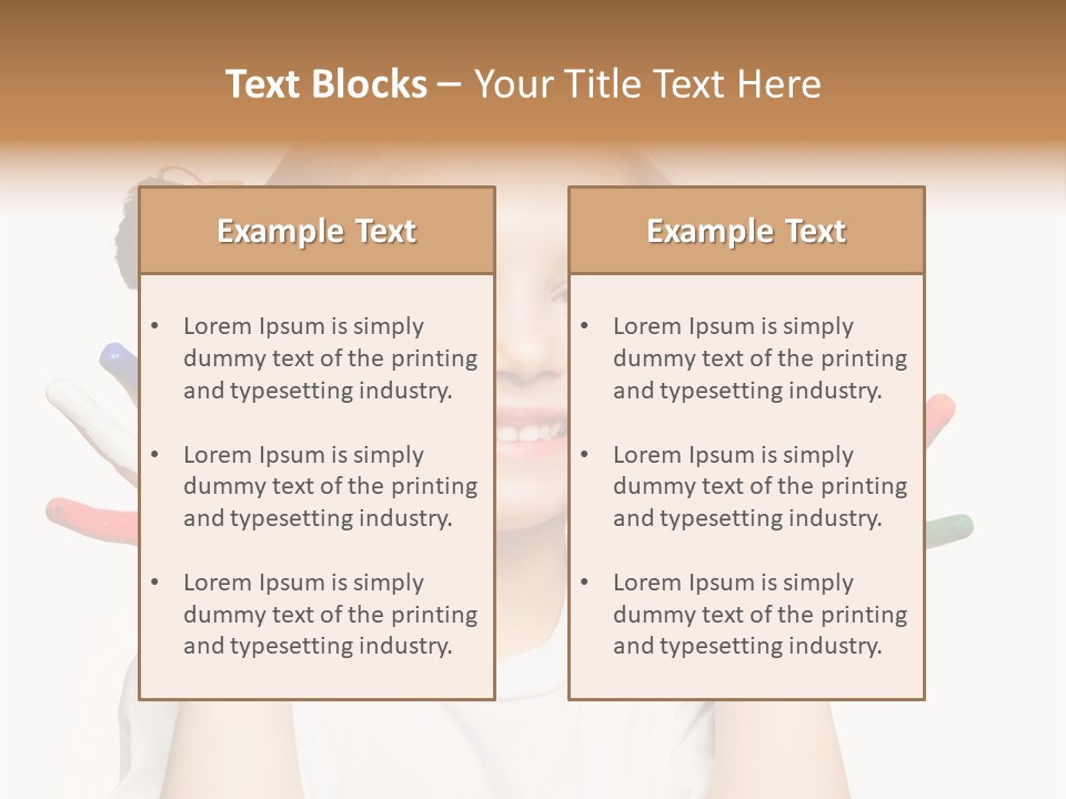 A Little Girl Holding Her Hands Painted In Different Colors PowerPoint Template