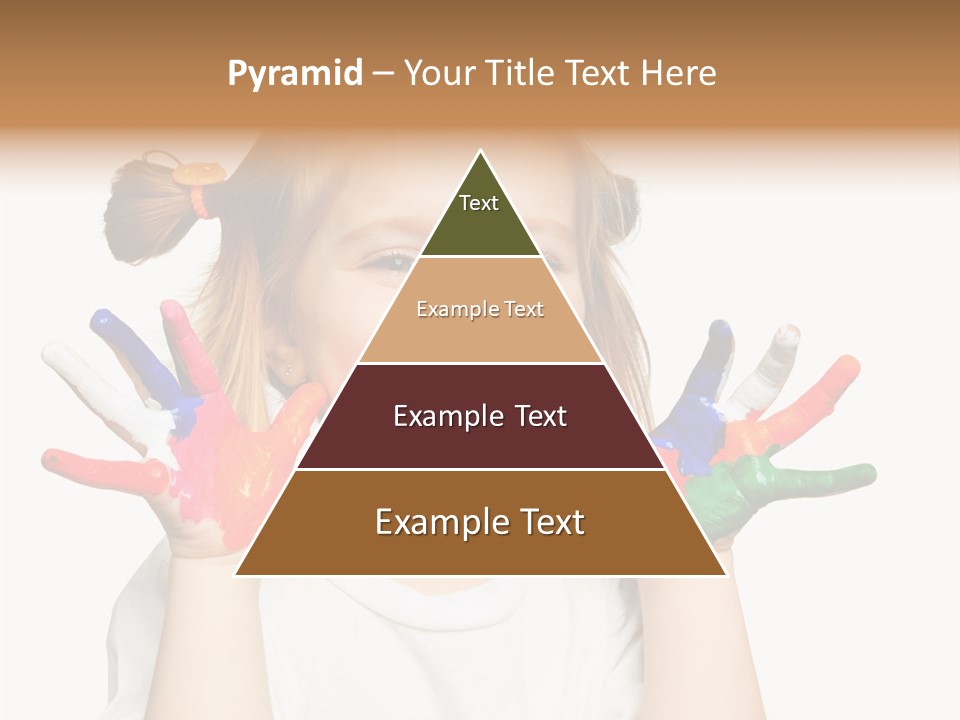 A Little Girl Holding Her Hands Painted In Different Colors PowerPoint Template