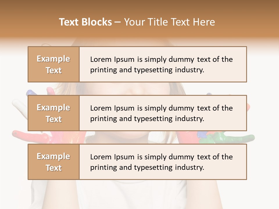 A Little Girl Holding Her Hands Painted In Different Colors PowerPoint Template