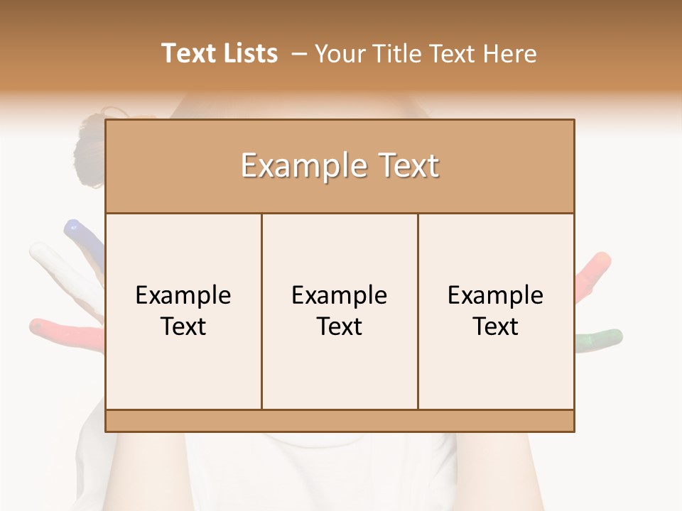 A Little Girl Holding Her Hands Painted In Different Colors PowerPoint Template