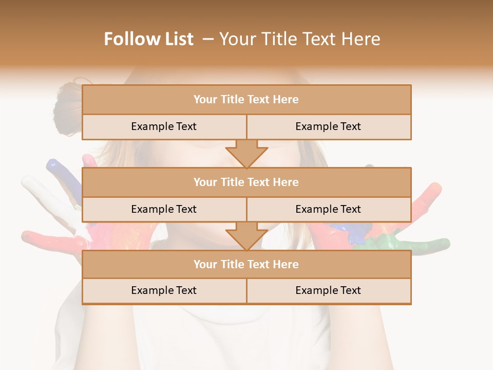 A Little Girl Holding Her Hands Painted In Different Colors PowerPoint Template