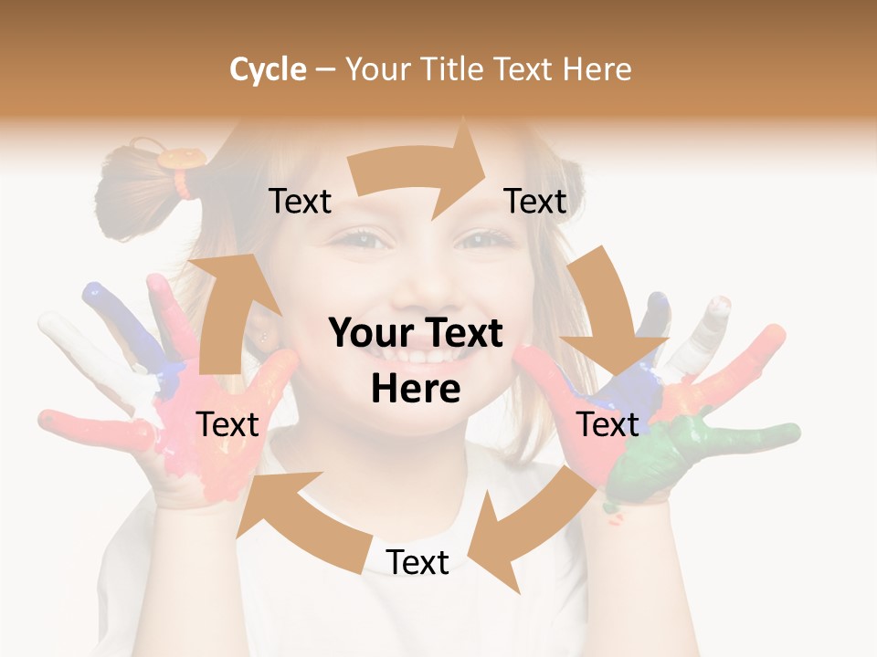 A Little Girl Holding Her Hands Painted In Different Colors PowerPoint Template