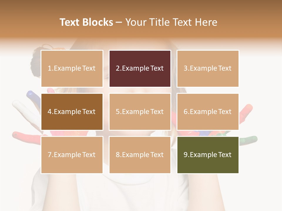 A Little Girl Holding Her Hands Painted In Different Colors PowerPoint Template