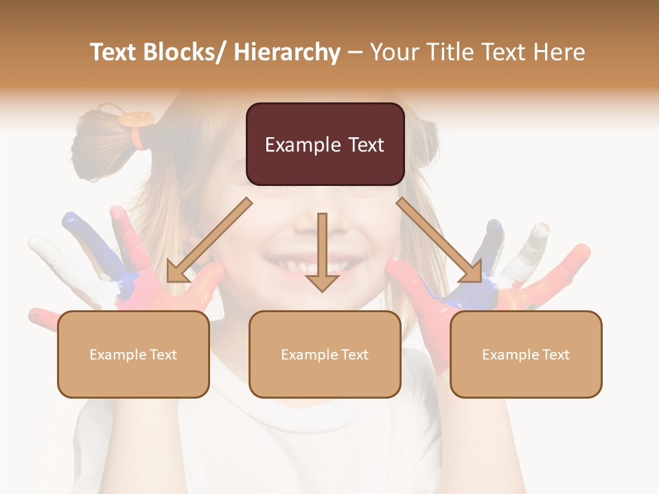 A Little Girl Holding Her Hands Painted In Different Colors PowerPoint Template