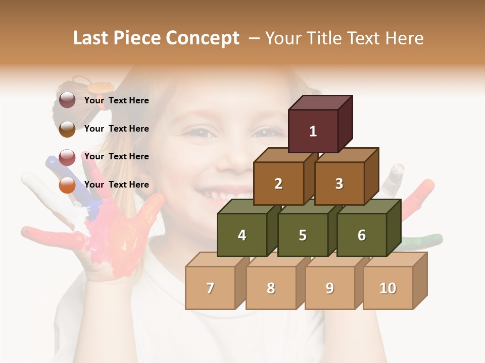A Little Girl Holding Her Hands Painted In Different Colors PowerPoint Template