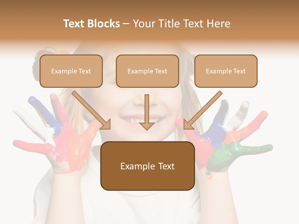 A Little Girl Holding Her Hands Painted In Different Colors PowerPoint Template