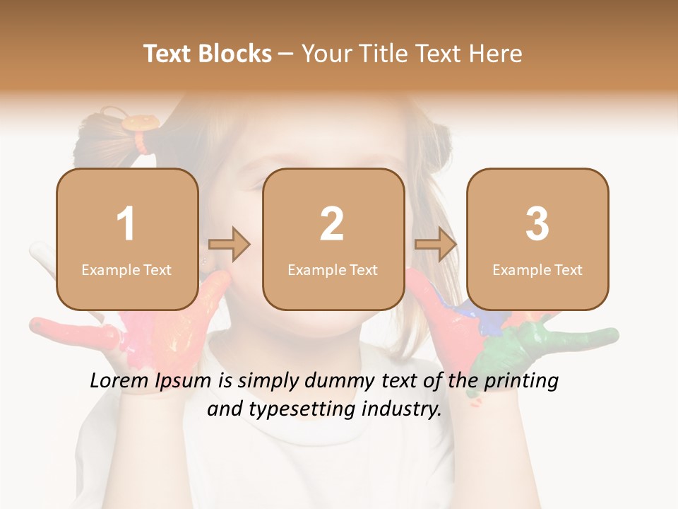 A Little Girl Holding Her Hands Painted In Different Colors PowerPoint Template