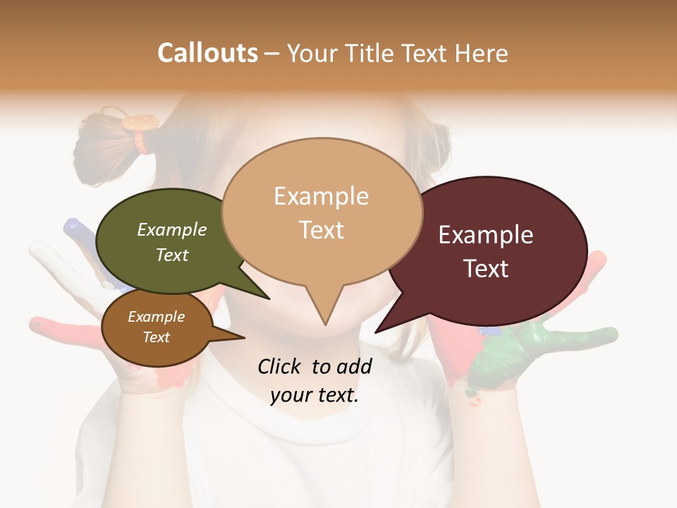 A Little Girl Holding Her Hands Painted In Different Colors PowerPoint Template