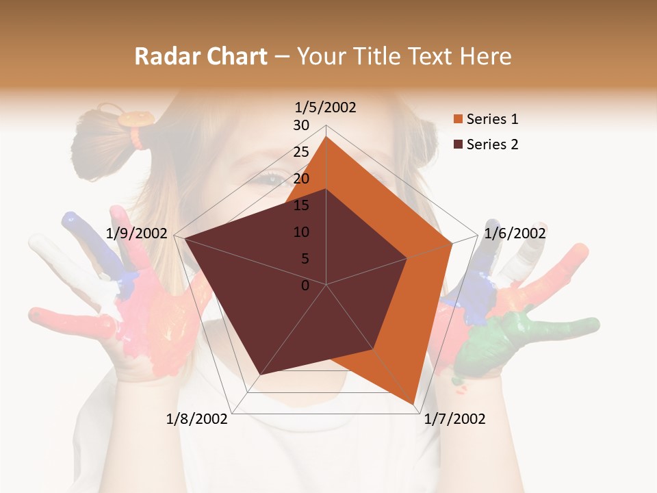 A Little Girl Holding Her Hands Painted In Different Colors PowerPoint Template
