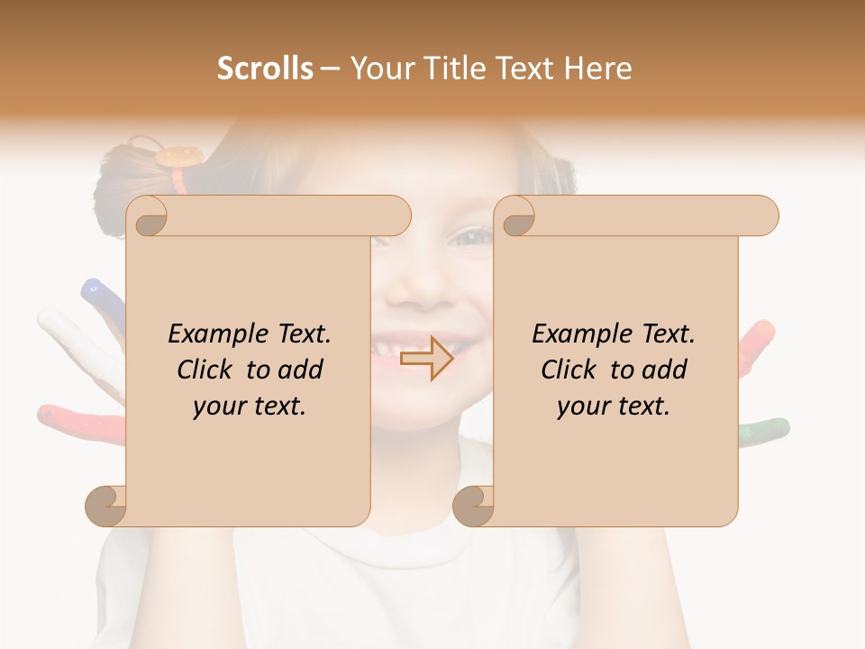 A Little Girl Holding Her Hands Painted In Different Colors PowerPoint Template