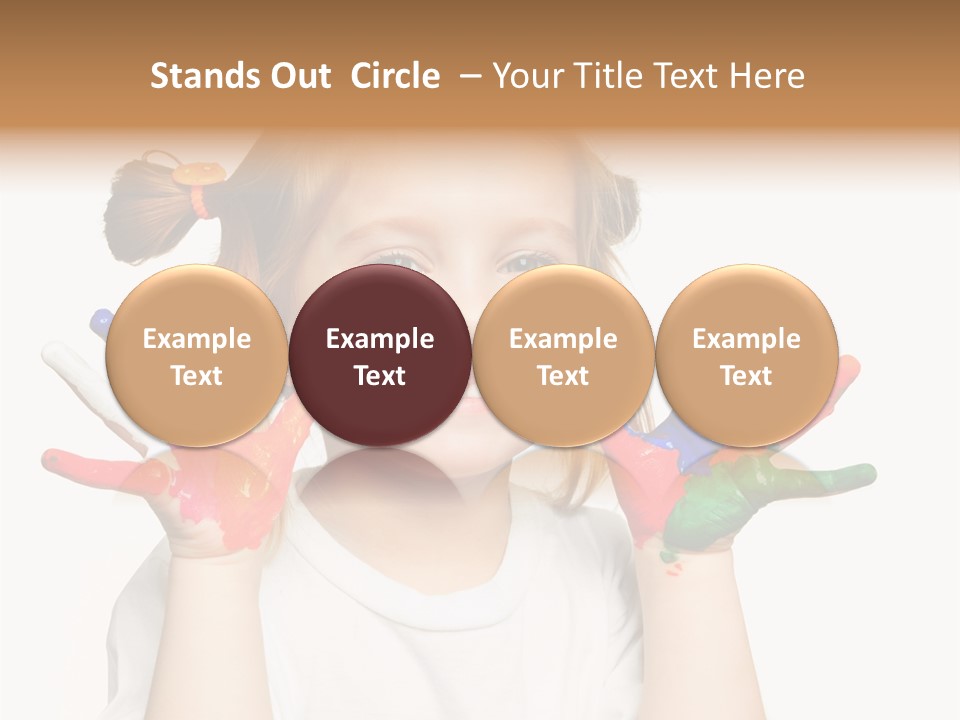 A Little Girl Holding Her Hands Painted In Different Colors PowerPoint Template