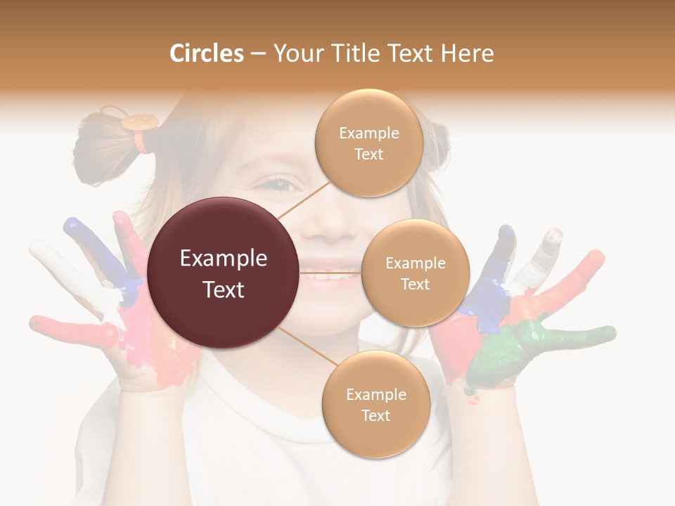 A Little Girl Holding Her Hands Painted In Different Colors PowerPoint Template