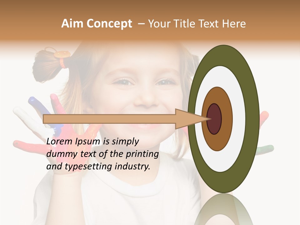 A Little Girl Holding Her Hands Painted In Different Colors PowerPoint Template