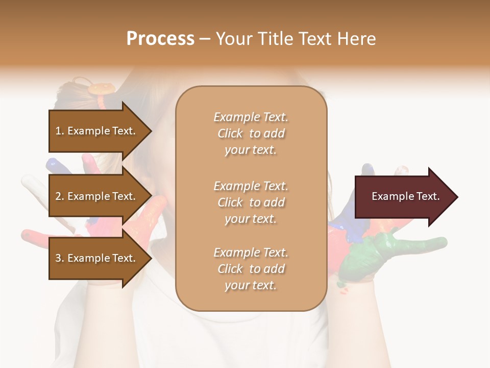 A Little Girl Holding Her Hands Painted In Different Colors PowerPoint Template