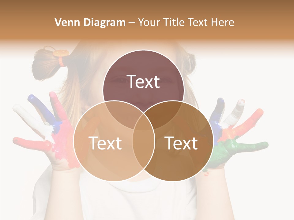 A Little Girl Holding Her Hands Painted In Different Colors PowerPoint Template