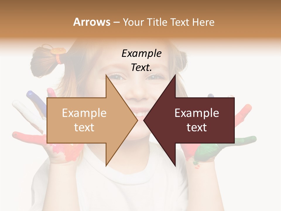 A Little Girl Holding Her Hands Painted In Different Colors PowerPoint Template