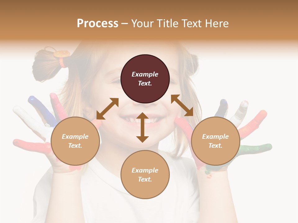 A Little Girl Holding Her Hands Painted In Different Colors PowerPoint Template