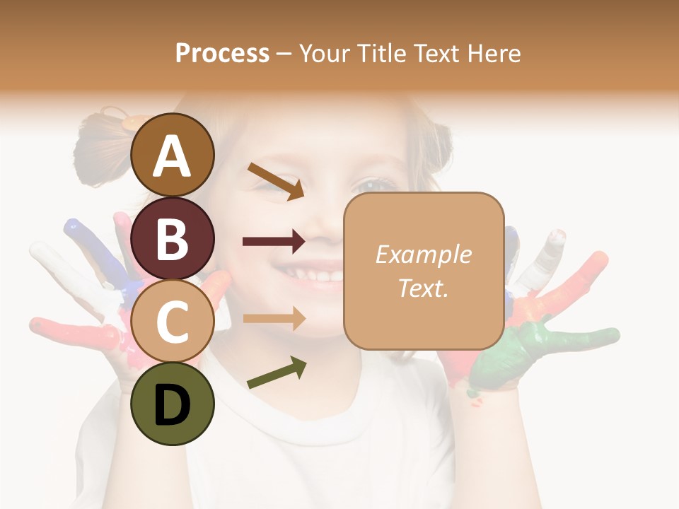 A Little Girl Holding Her Hands Painted In Different Colors PowerPoint Template