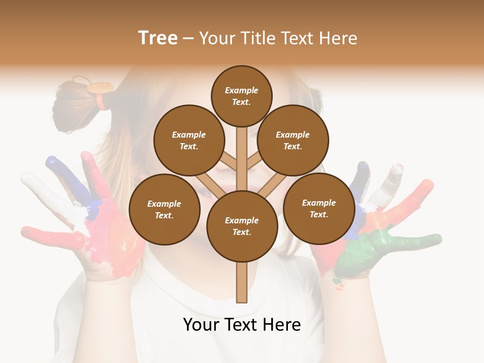 A Little Girl Holding Her Hands Painted In Different Colors PowerPoint Template