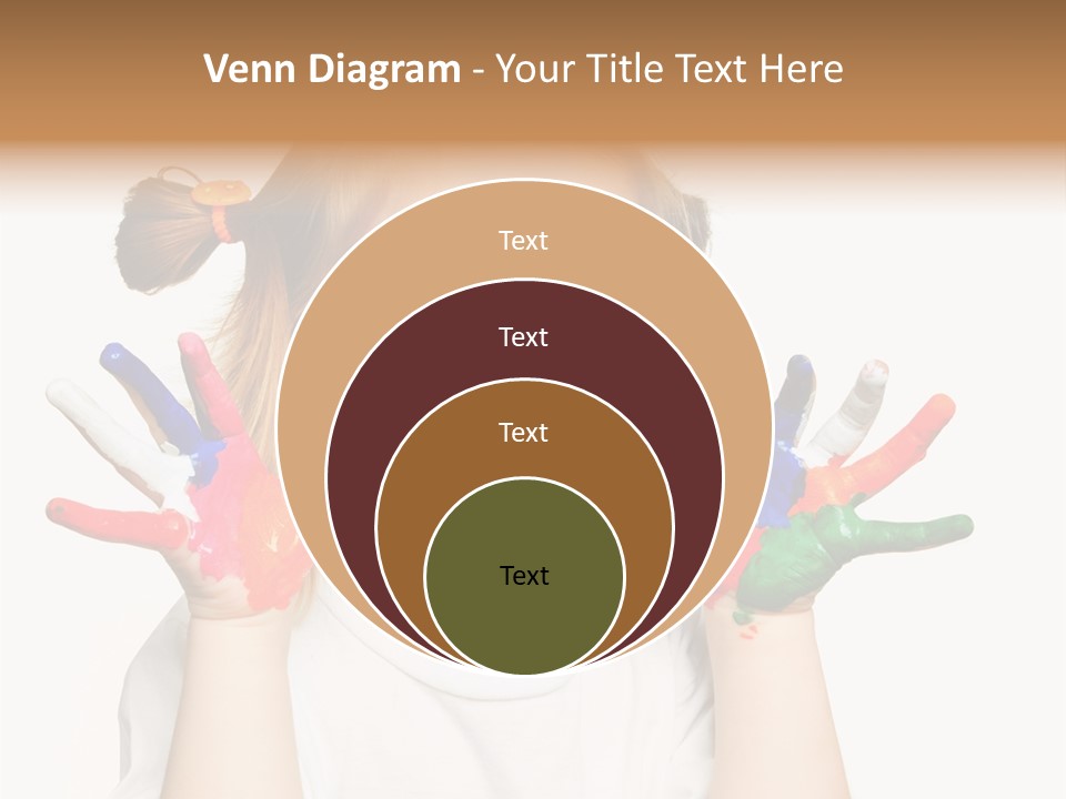 A Little Girl Holding Her Hands Painted In Different Colors PowerPoint Template