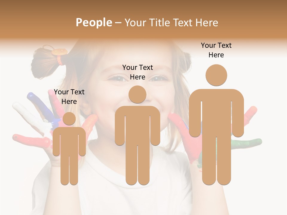 A Little Girl Holding Her Hands Painted In Different Colors PowerPoint Template